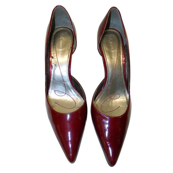 Anne Klein Womens Red Patent Leather Pointed Toe Heels Size 8M Low 3" Heel - Picture 9 of 15